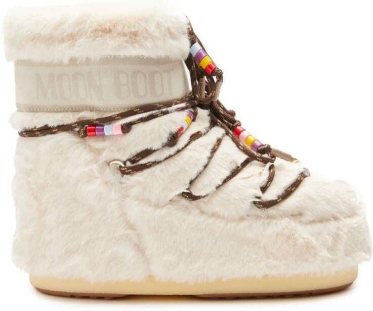 Moon boot Faux-Fur Beaded Cream Laarzen White Dames