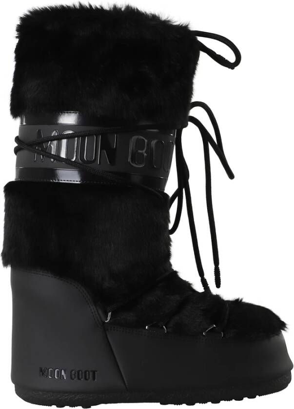 Moon Boot Faux Fur Icon Laars in Zwart