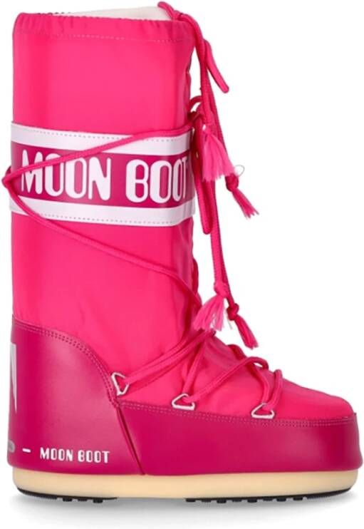 moon boot Fuchsia Nylonlaarzen met Logo Detail Roze Dames