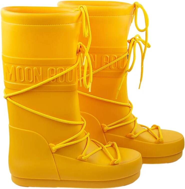 Moon boot Gele veterWinterlaarzen tot aan de knie Yellow Dames