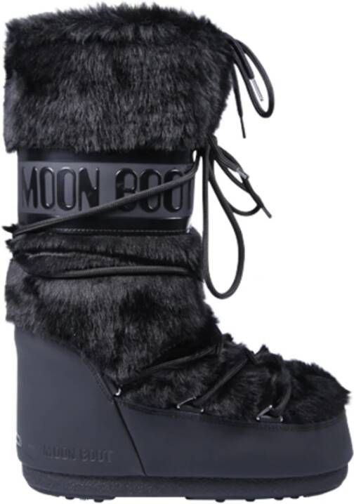 Moon boot Zwarte Eco-Bont Waterdichte Winterlaarzen Black Dames
