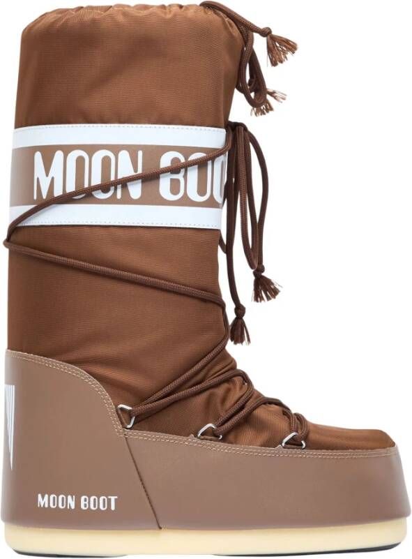 Moon boot Icon Bruin Nylon Leren Laarzen Brown