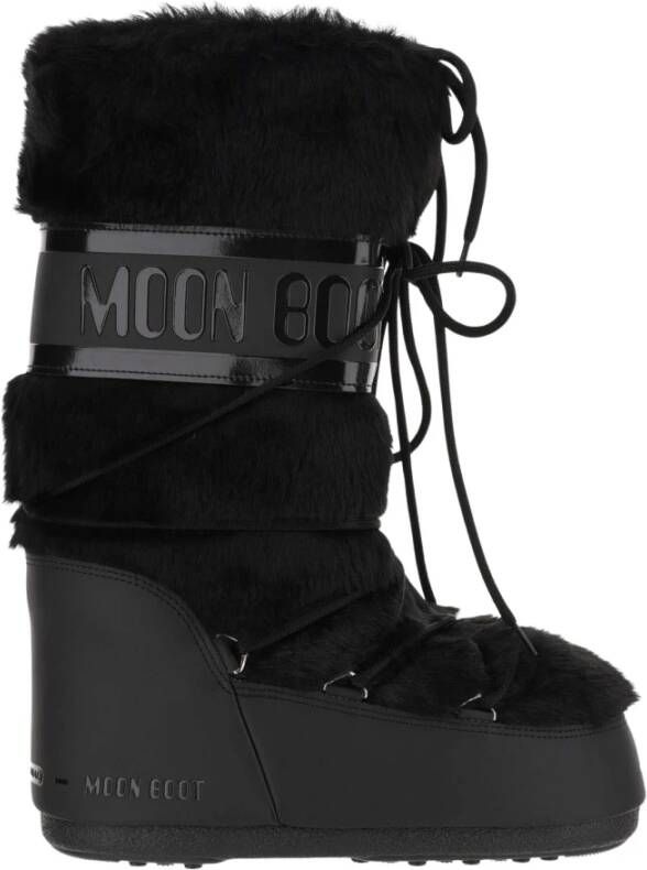 Moon Boot Iconische hoge nylonlaars met nepbont