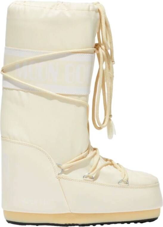 moon boot Iconische Nylon Boots in Crème Beige Dames