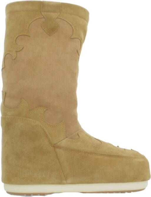 Moon boot Westerse Stijl Suède Geborduurde Laarzen Brown Dames