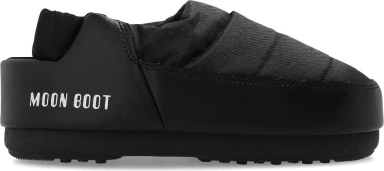 Moon boot Zwarte gewatteerde nylon muilen voor Black