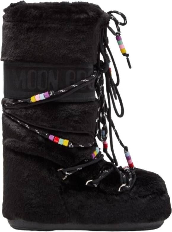 Moon boot Kunstfell-Perlen Crème Winterlaarzen Black Dames