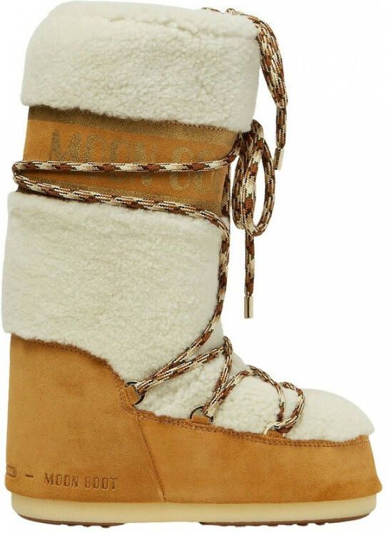 Moon boot Shearling laarzen met logo print Brown Dames
