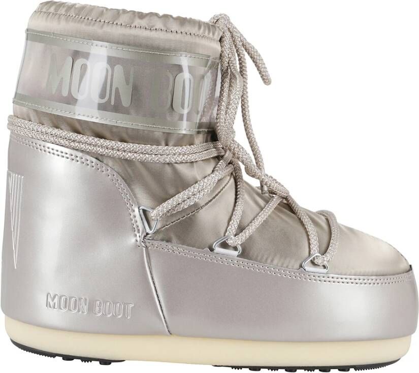 Moon Boot Lage Glans Platina Satijnen Laars