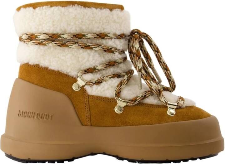 Moon Boot Leren Luna Laarzen in Bruin Wit