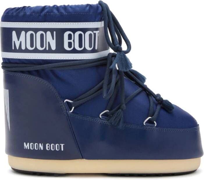 Moon Boot Marineblauw Logo Print Veterschoenen