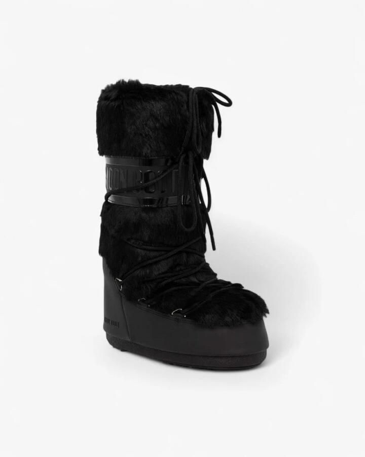Moon boot Zwarte Instaplaarzen met Nepbont en Verstelbaar Trekkoord Black Dames - Foto 2