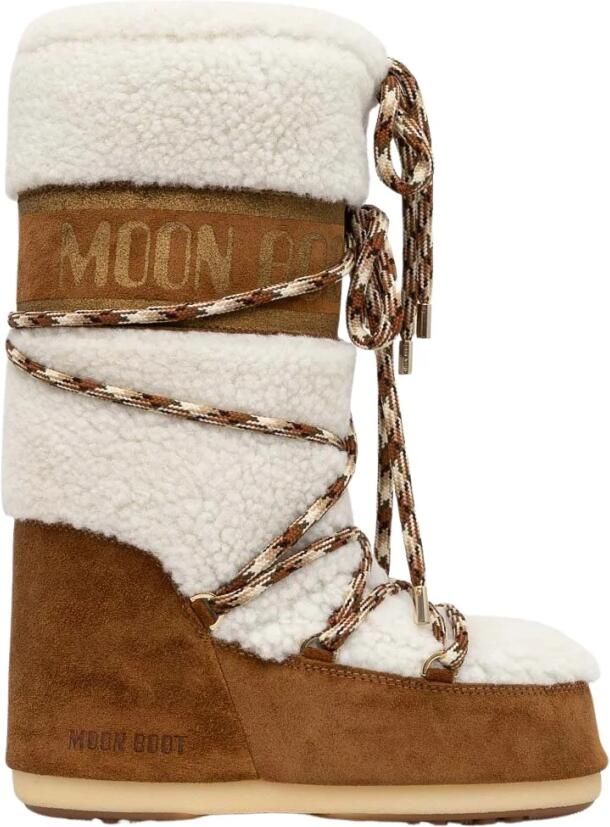 MOON BOOT Snowboots Dames Icon High Shearling Suède Camel