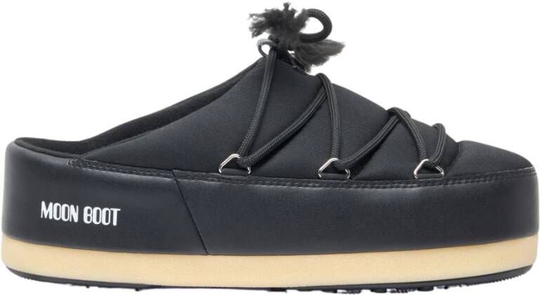 moon boot Nylon Lace-Up Mules met Logo Print Black Dames