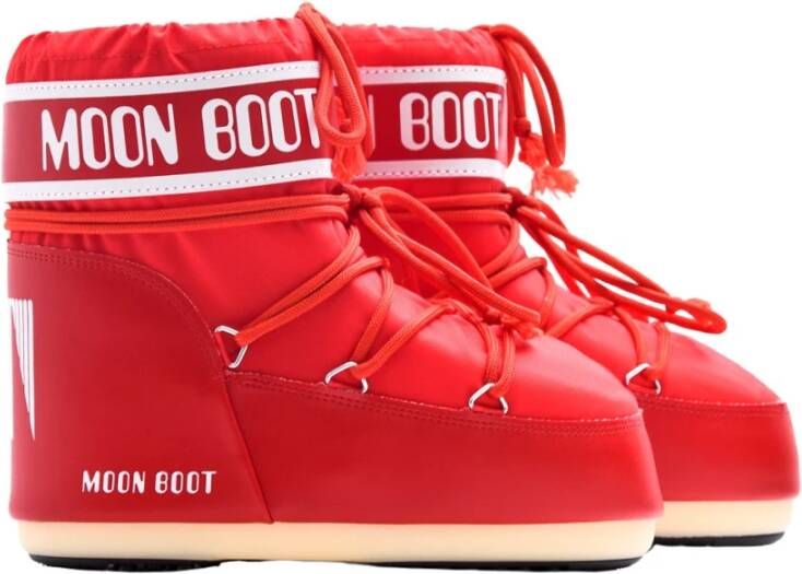 moon boot Rode nylon sneeuwlaarzen met warme voering Red Dames