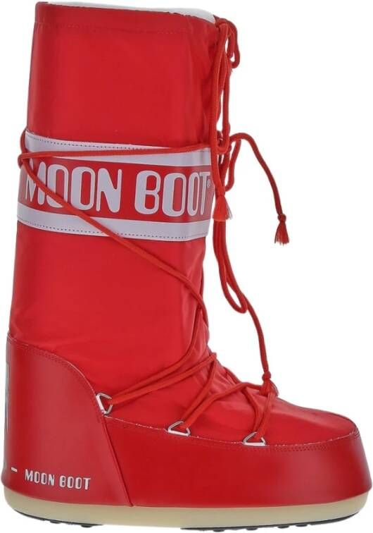 moon boot Rode Nylon Veterschoenen Red Dames