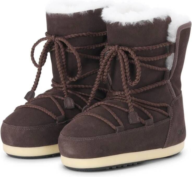 Moon Boot Shearling-gevoerde suède veterschoenen - Foto 3