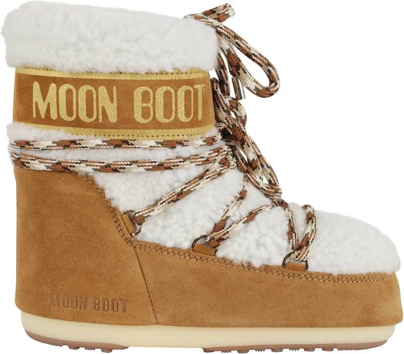 Moon Boot Shearling Lage Laars Whisky Suède