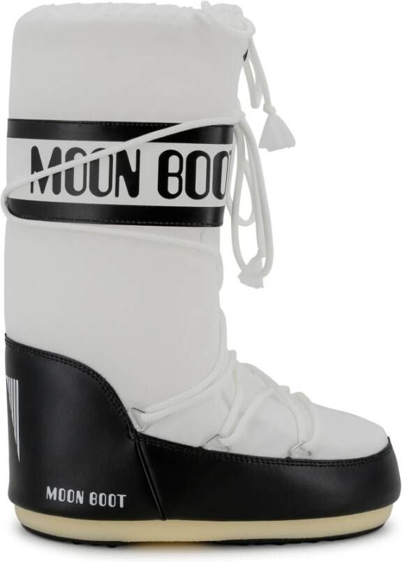 Moon boot Tweekleurige platte schoenen met logoprint White Dames