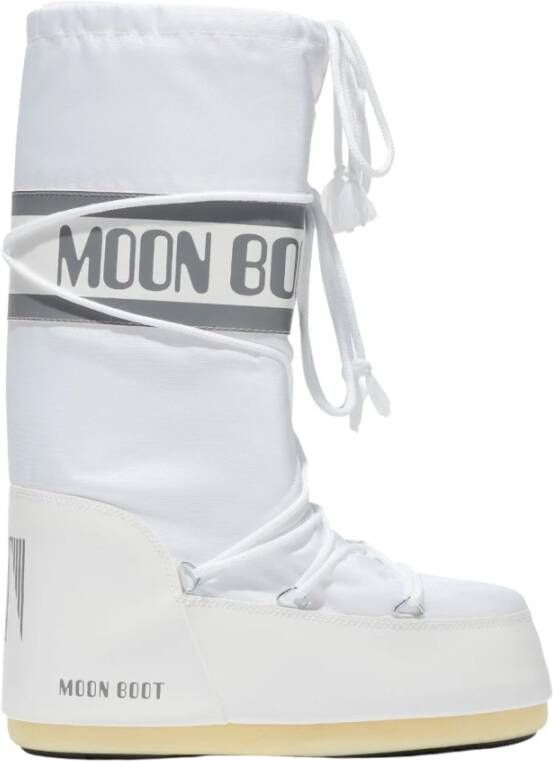 Moon boot Zwarte nylonlaarzen met zuignappen White Dames