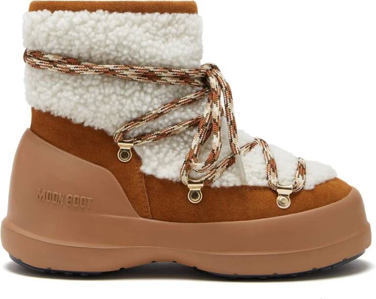 Moon Boot Stijlvolle Beige & Witte Enkellaarzen