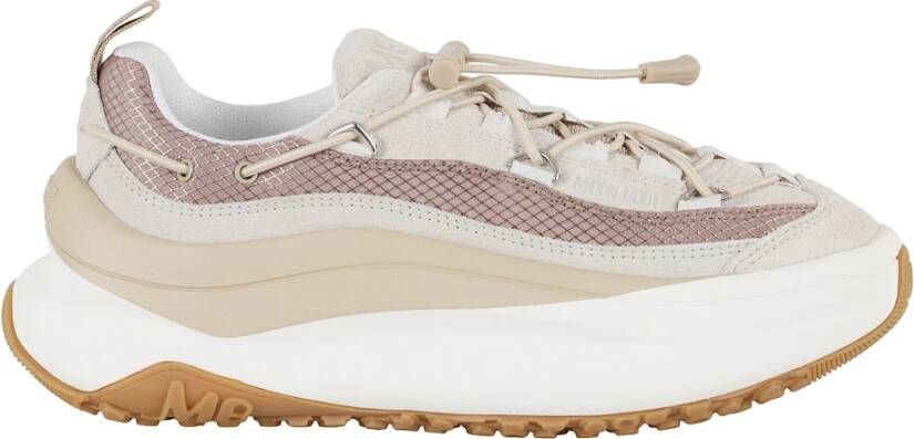 Moon Boot Witte Taupe Sneakers met Stoffen Details