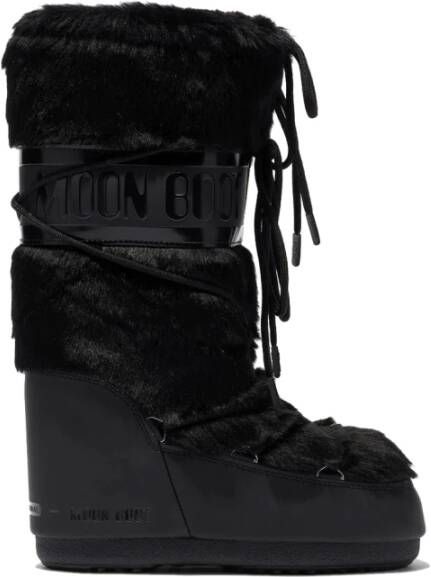Moon Boot Zwarte Eco-Bont Icon Slip-On Laarzen