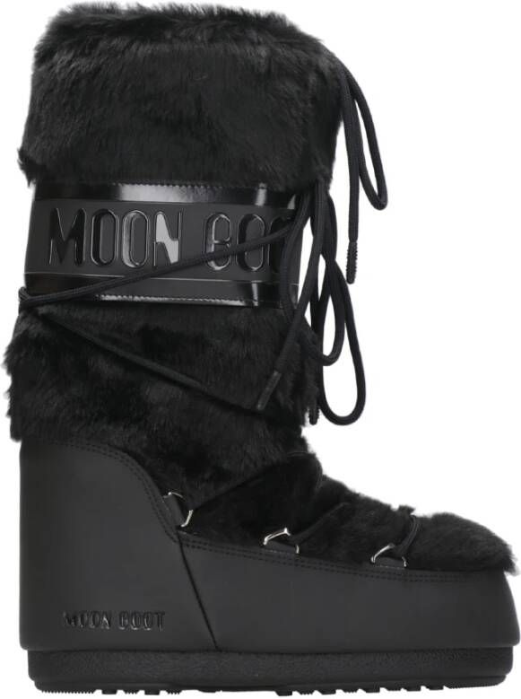 moon boot Zwarte Eco-Bont Waterdichte Winterlaarzen Black Dames
