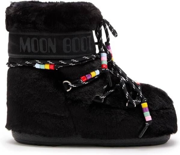 moon boot Zwarte Faux-Fur Kralen Ontwerp Laarzen Black Dames
