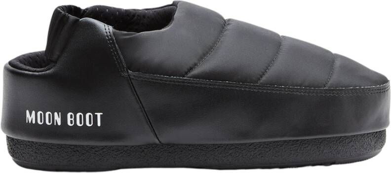 Moon boot Zwarte gewatteerde nylon muilen voor heren Black Heren