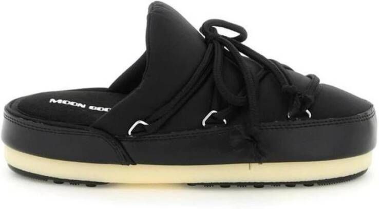 moon boot Zwarte nylon slippers voor vrouwen Black Dames
