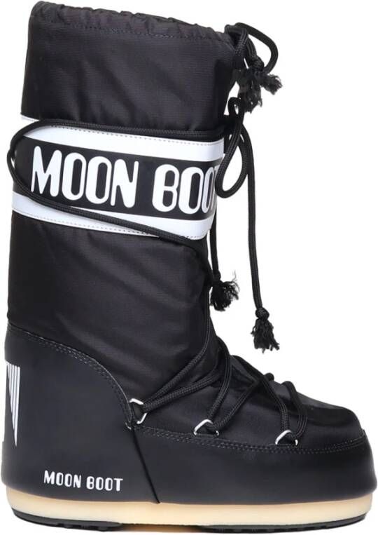 Moon Boot Zwarte nylon sneeuwlaarzen met logo