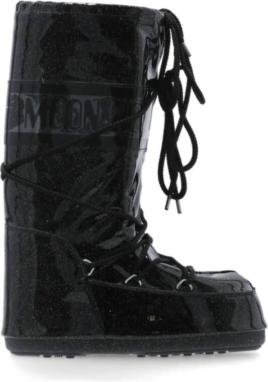 moon boot Zwarte waterdichte instaplaarzen met glitterdetails Zwart Dames