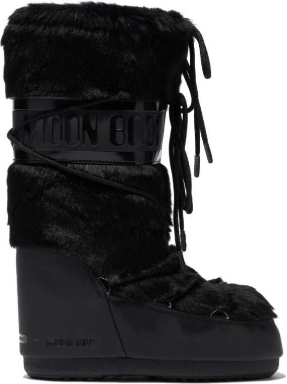 Moon boot Zwarte Eco-Bont Waterdichte Winterlaarzen Black Dames