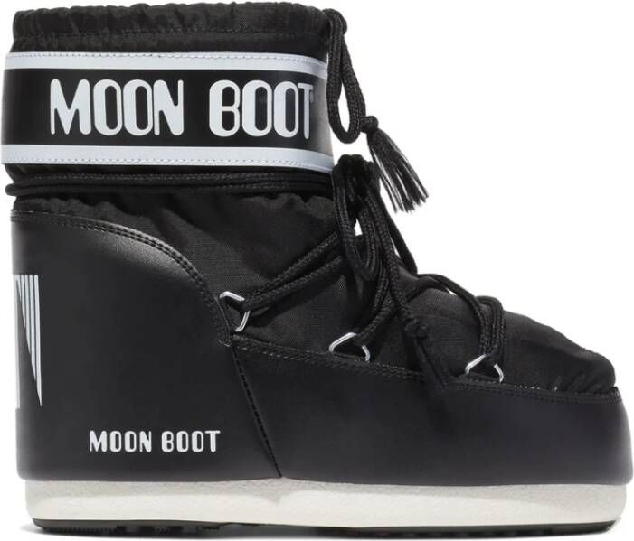 Moon Boot Zwart Wit Gewatteerde Veterschoenen