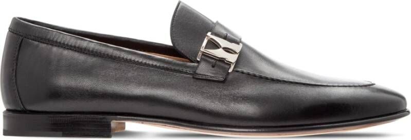 Moreschi Zwarte Geitenleren Loafer met Metallic Logo Black Heren