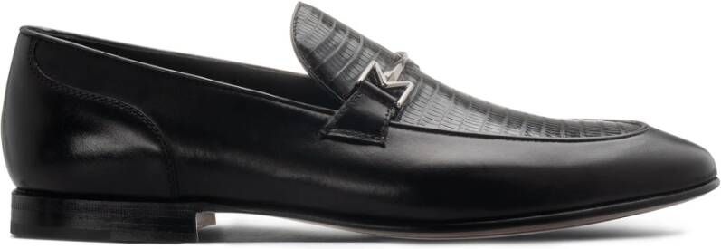 Moreschi Zwarte leren Loafer met exotische details Black Heren