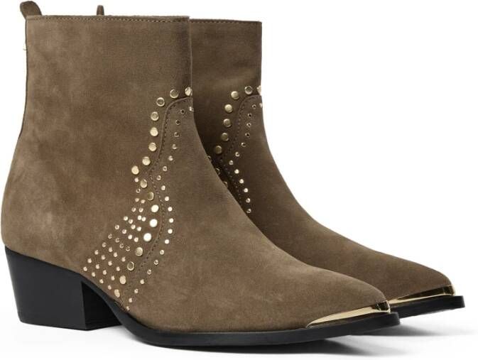 MOS MOSH Chunky Heel Suède Laarzen Donker Beige Dames