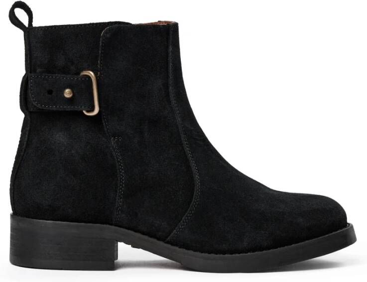 MOS MOSH Chunky Heel Suède Laarzen Zwart Black Dames
