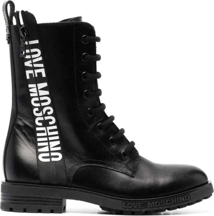 Love Moschino Stoere Veterschoenen voor Dames Black Dames