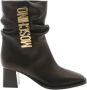 Moschino Luxe Zwarte Logo Enkellaarzen Black Dames - Thumbnail 1