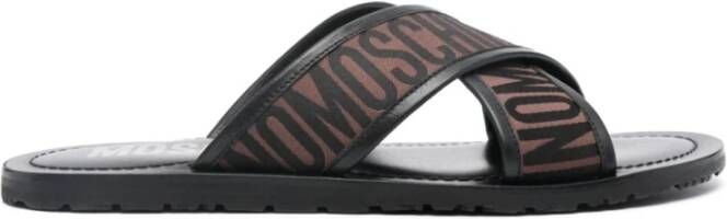 Moschino Bruine Leren Sandalen Brown Heren