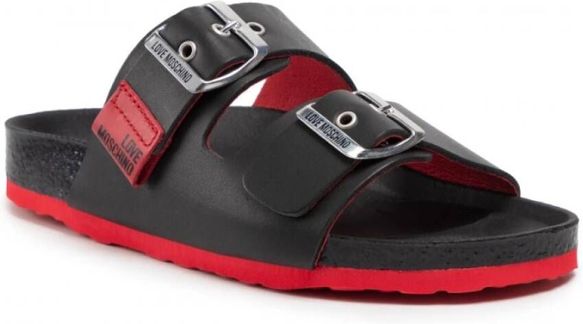 Moschino Dames Love Leren Sabot Schoenen Zwart Dames