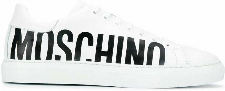 Moschino Witte casual sneakers met contrasterende logo belettering White Heren