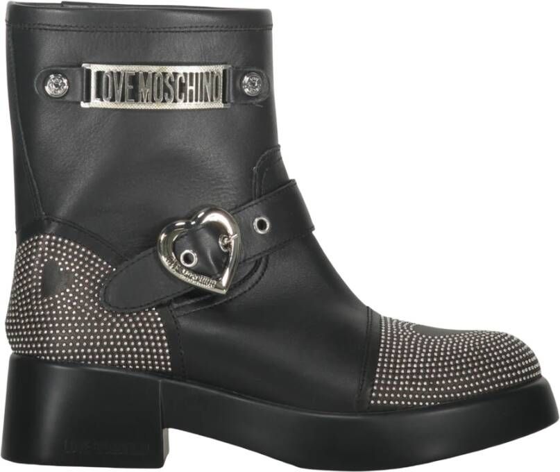 Moschino Gestudde Leren Enkellaarzen