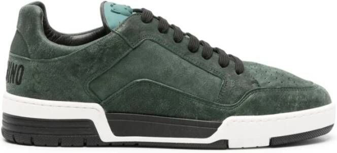 Moschino Groene Suède Sneakers met Teddybeer Logo Green Heren