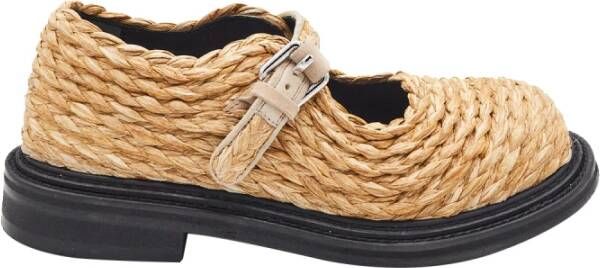 Moschino Handgeweven Beige Raffia Sandalen met Ronde Neus