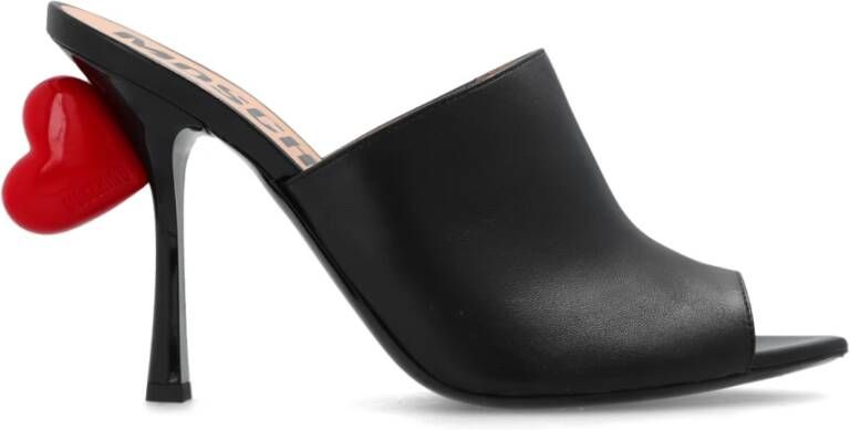 Moschino Heeled mules in leather Black Dames