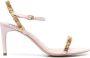 Moschino Roze Logo-Lettering Leren Sandalen Pink Dames - Thumbnail 1