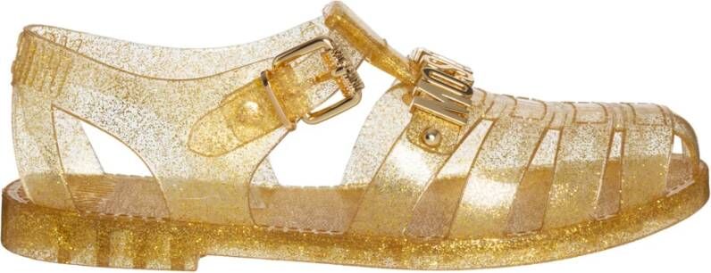 Moschino Trendy Platte Sandalen Yellow Dames